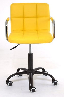 Кресло офисное из экокожи. Цвет желтый.